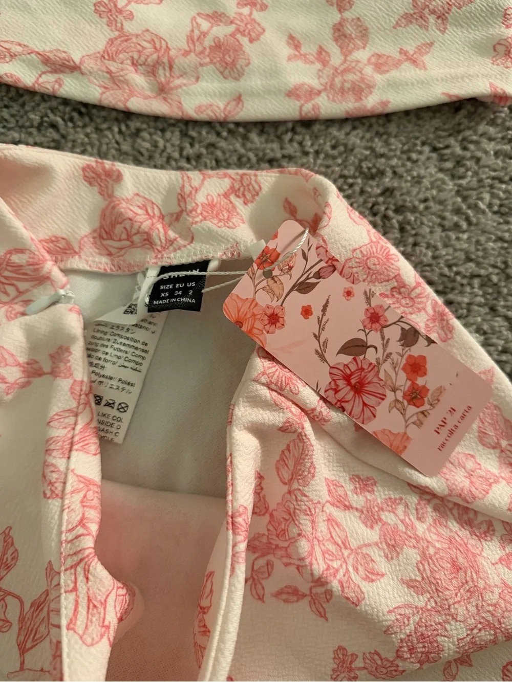 NWT Pink Rose Floral Toile Tie Shoulder Crop Top Mini Skirt Set XS